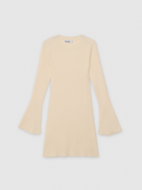  Mini dress with flared sleeves raw front view