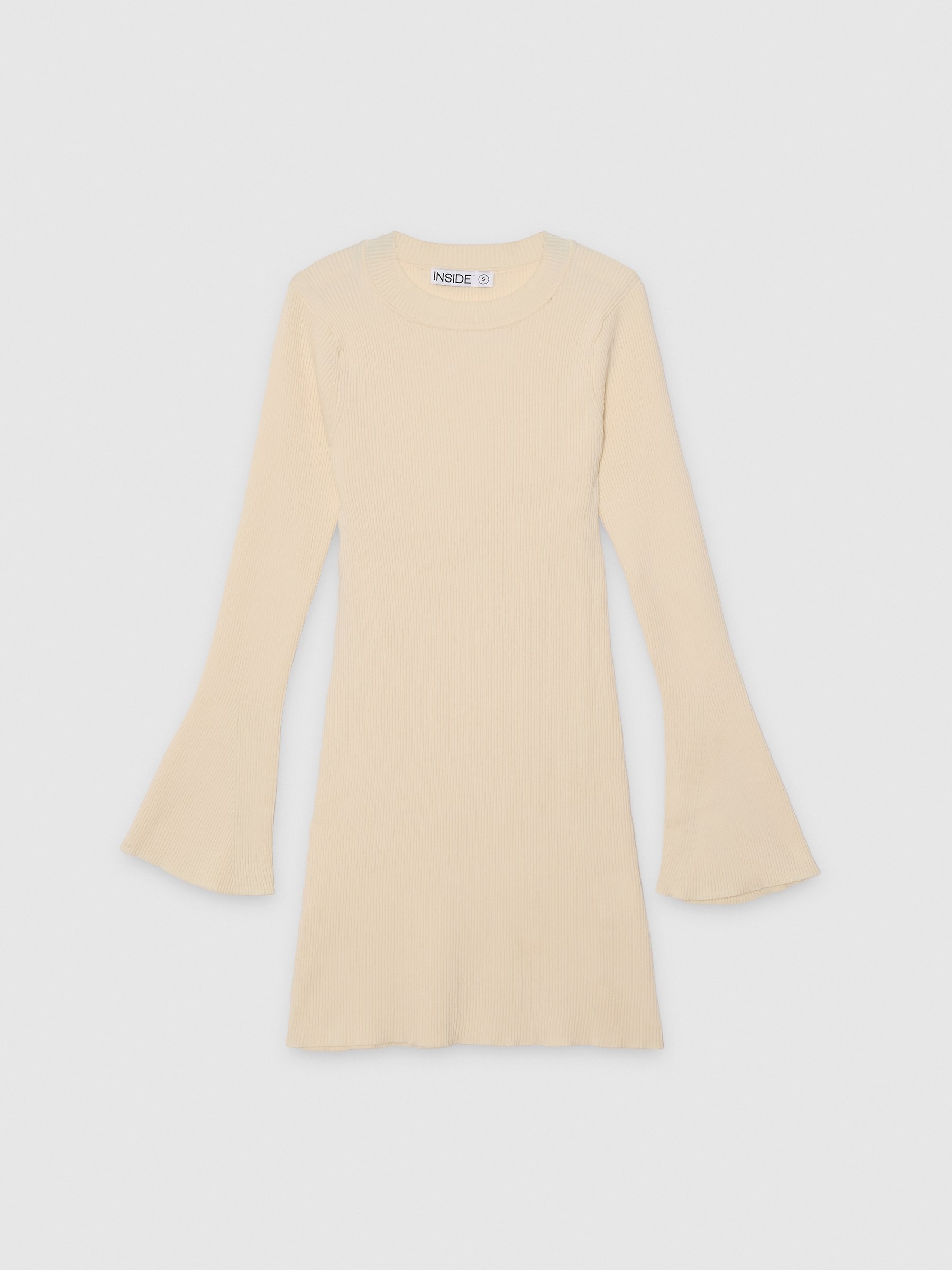  Mini dress with flared sleeves raw front view