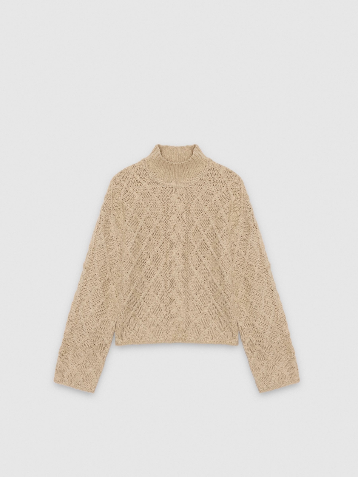 Cable knit sweater with a mock neck