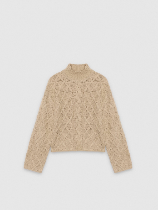 Cable knit sweater with a mock neck