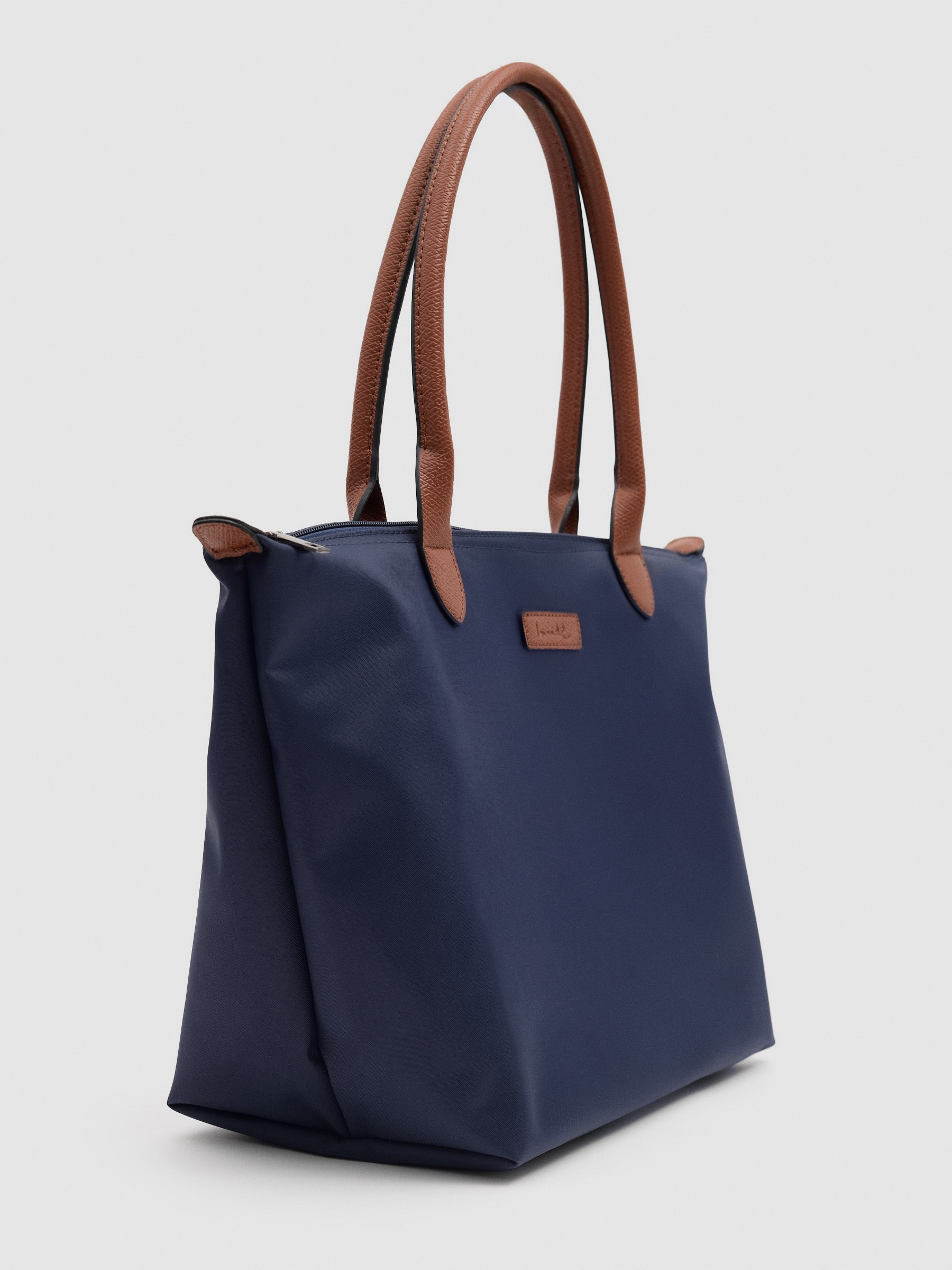 Bolsa shopper lona azul escuro vista geral frontal