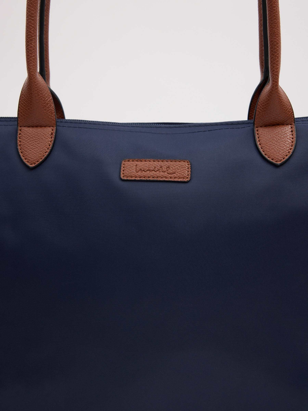 Bolsa shopper lona azul escuro vista lateral 45º