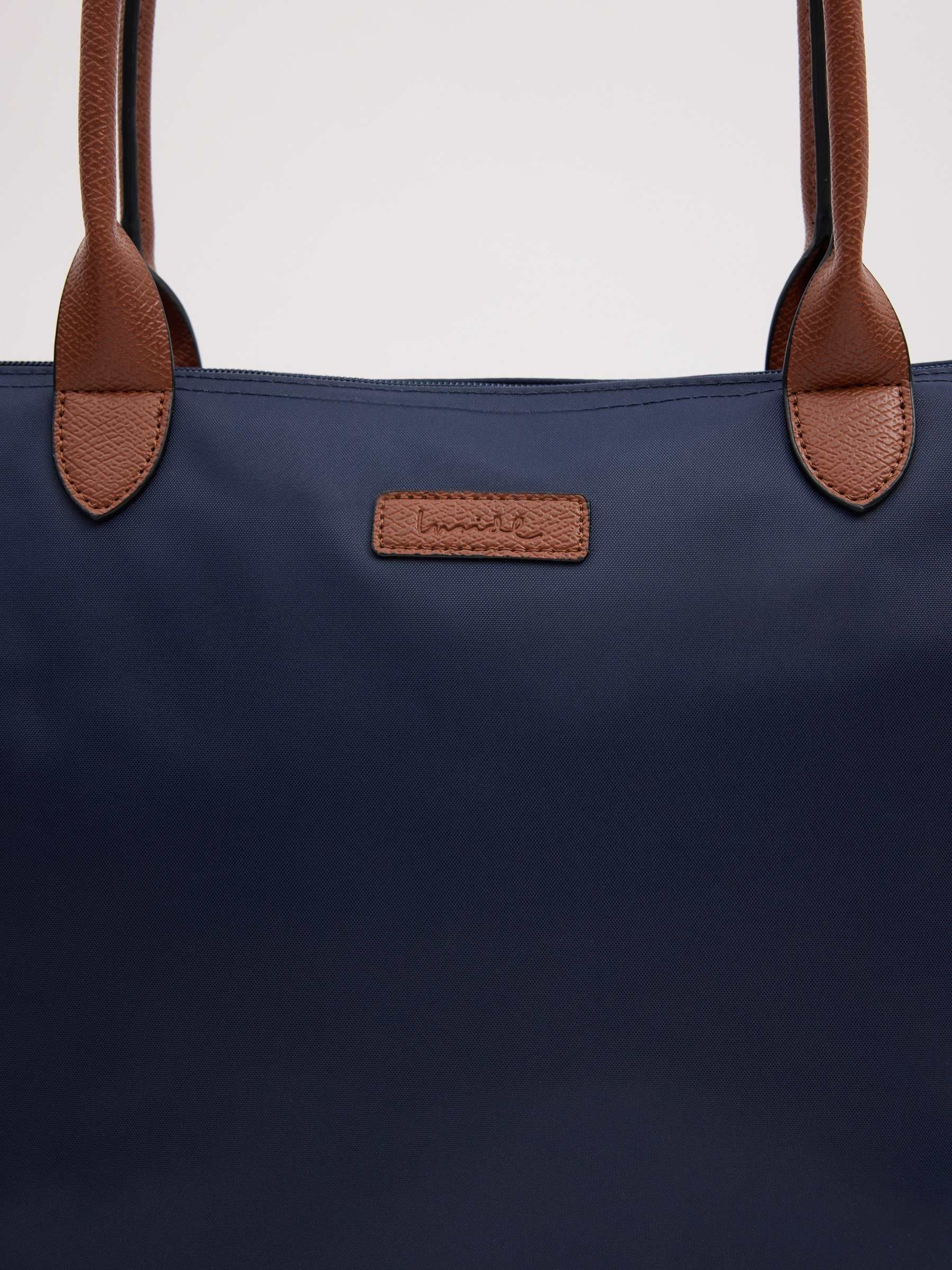 Bolsa shopper lona azul escuro vista geral frontal