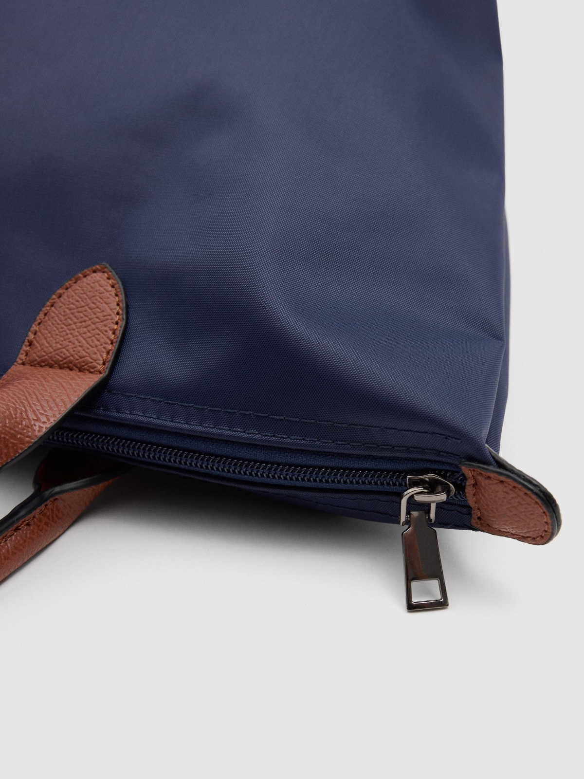 Bolsa shopper lona azul escuro vista interior