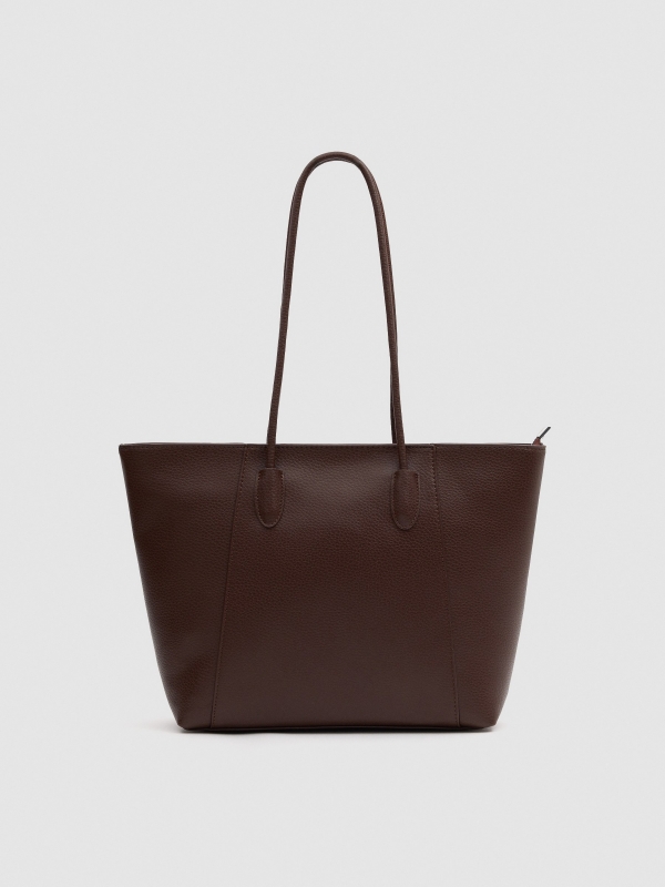 Shopper bag leather effect brown front view