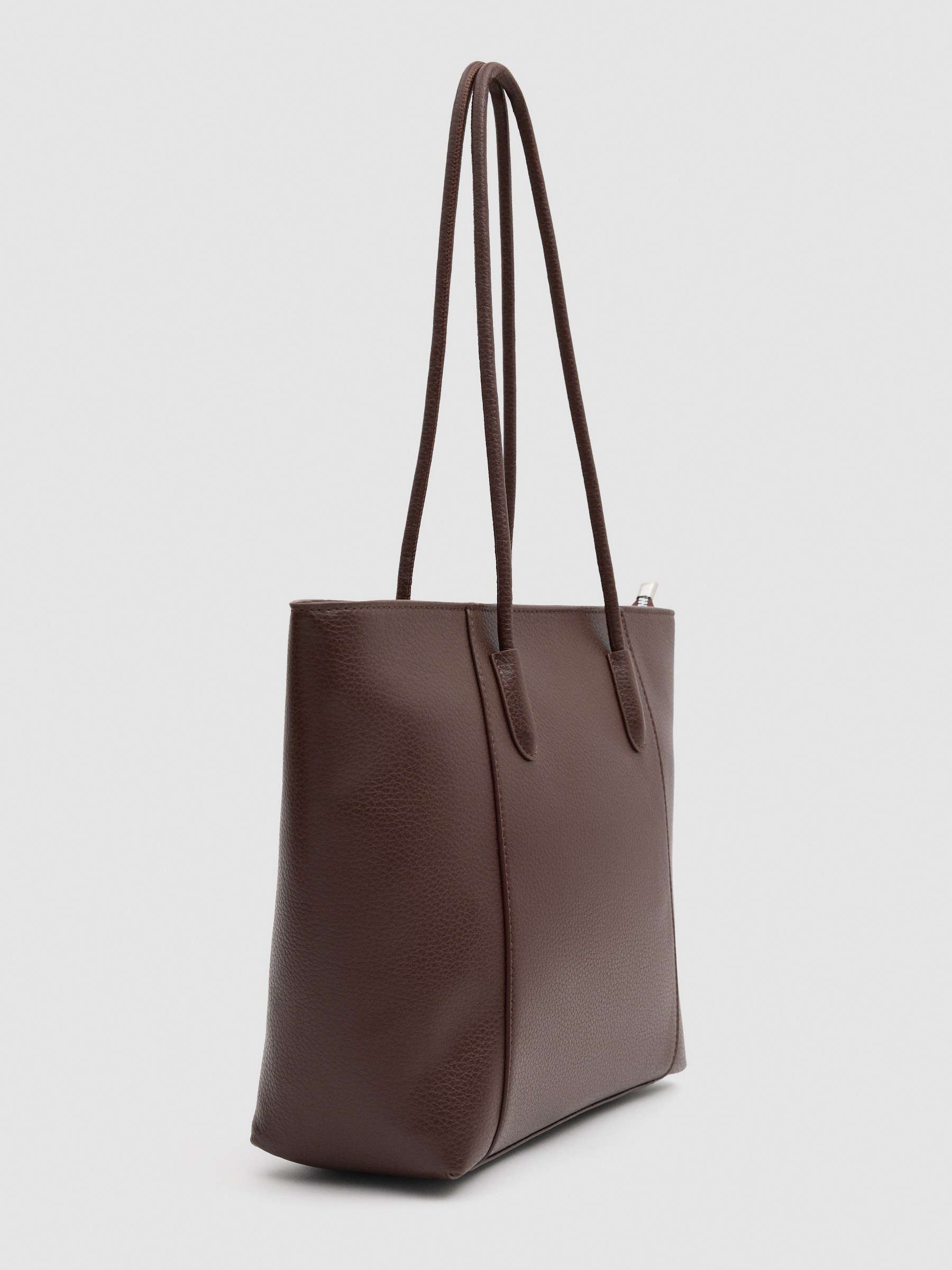 Shopper bag leather effect brown front view