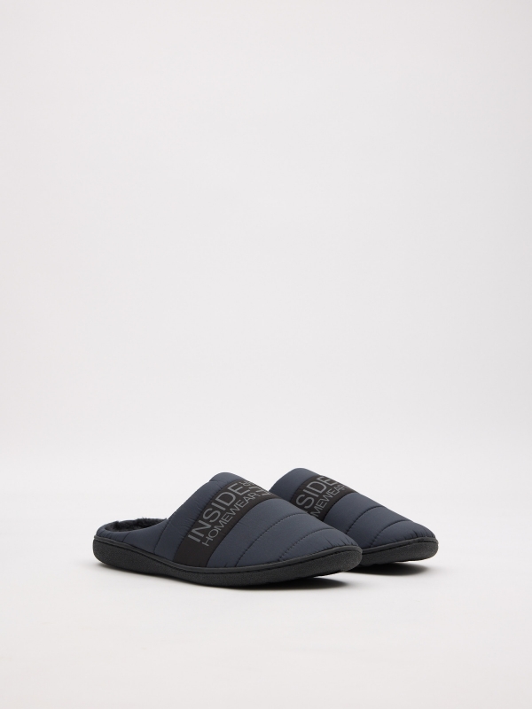 Padded house slipper black middle front view