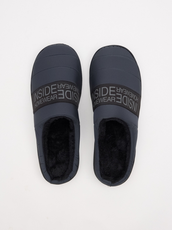 Padded house slipper black detail view