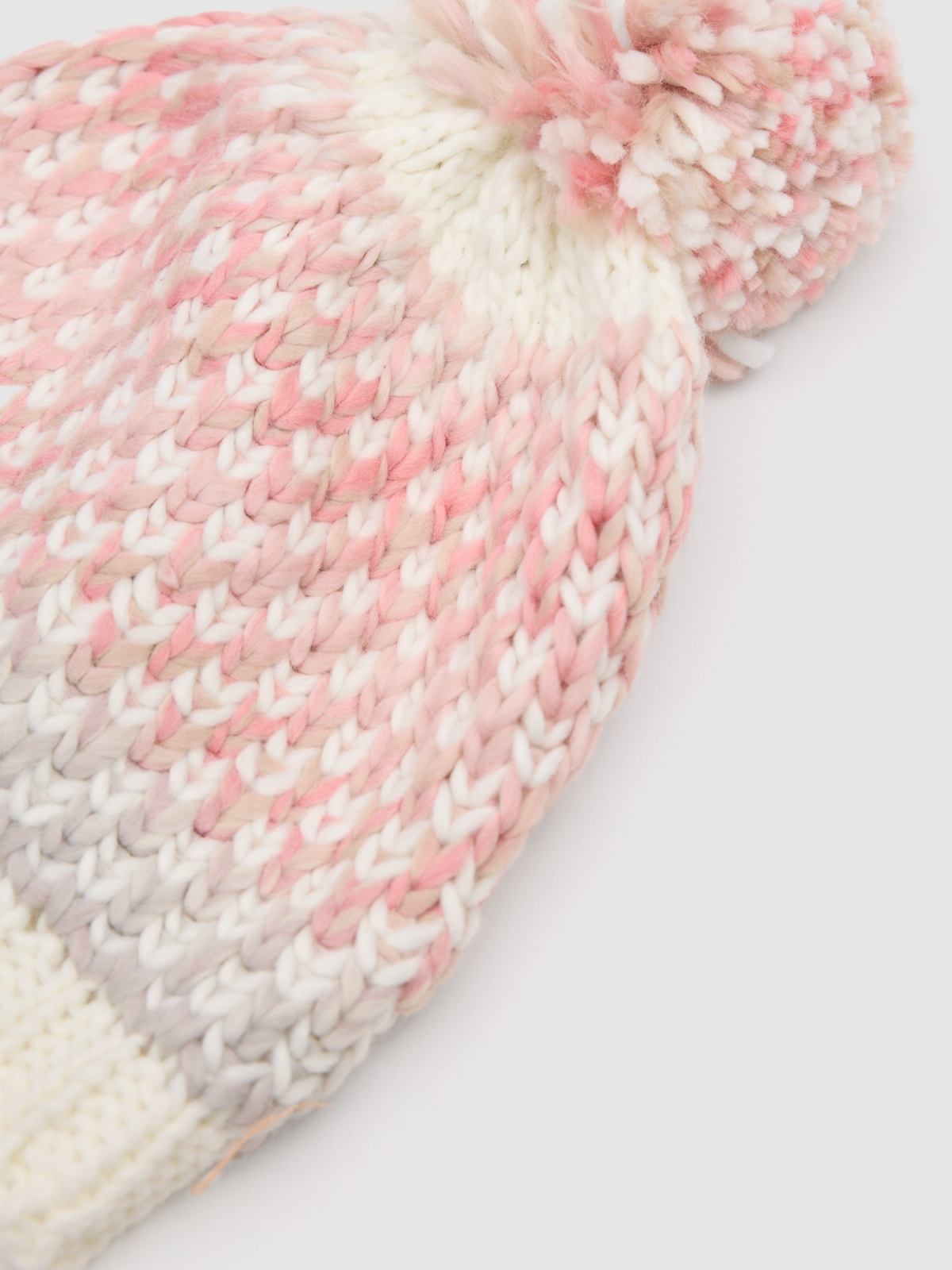 Multicolor nude pompom hat multicolor front view