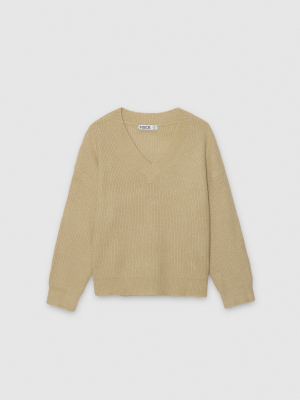  Jersey cuello pico liso verde claro vista frontal