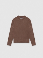 %Pto% Jersey casual tricô gola redonda marrom vista frontal