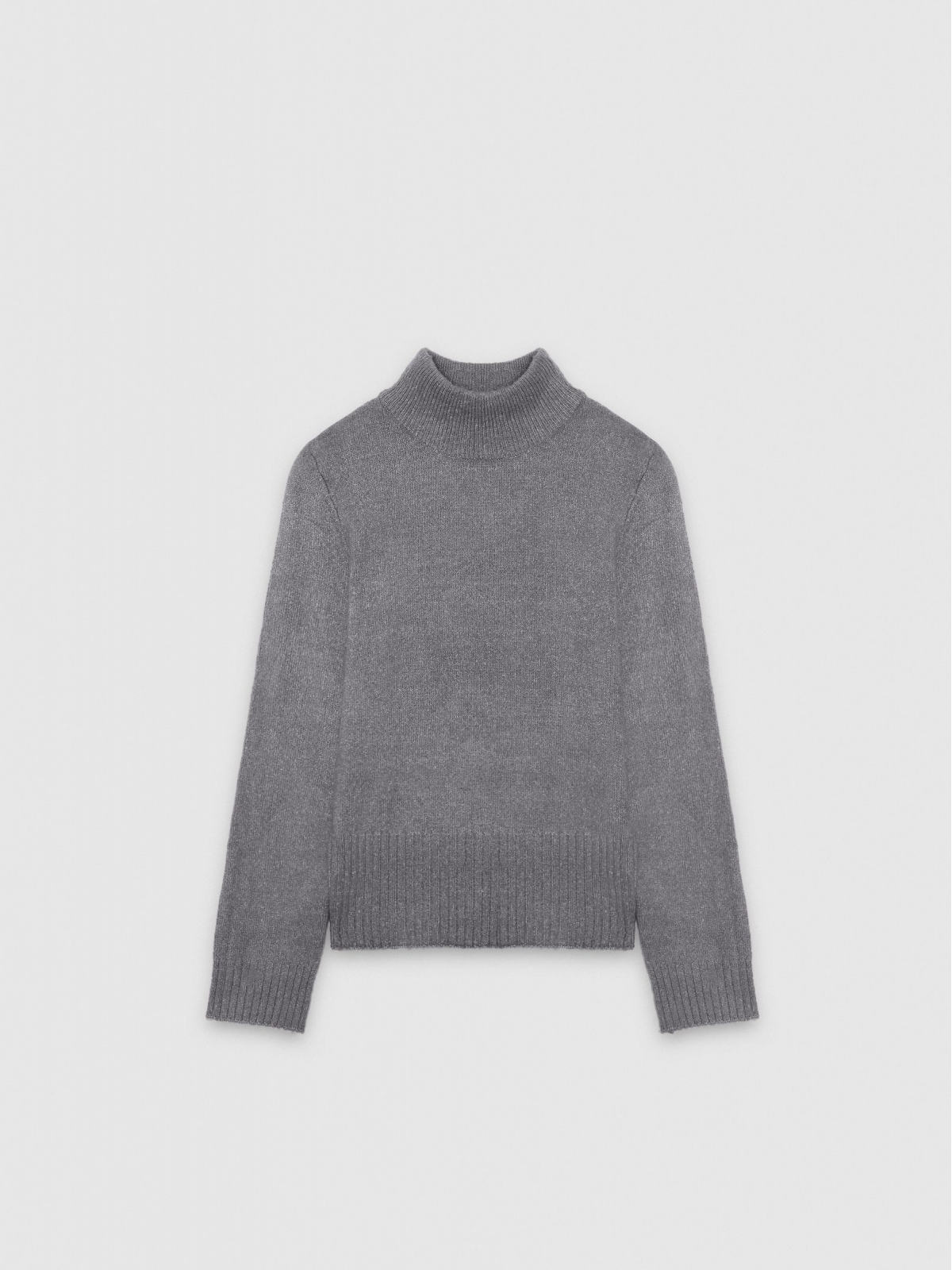 %Pto% Slim turtleneck casual jersey grey front view