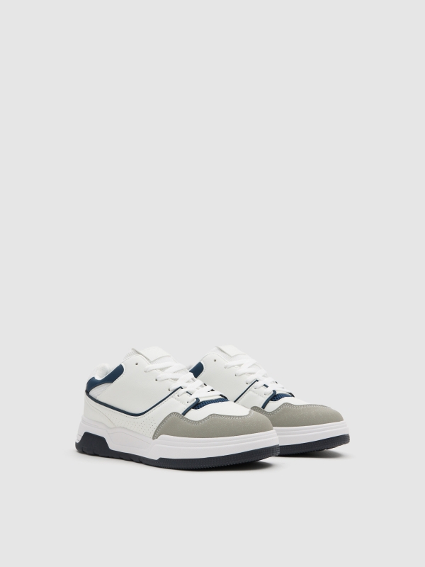 Combined skater sneakers white 45º front view