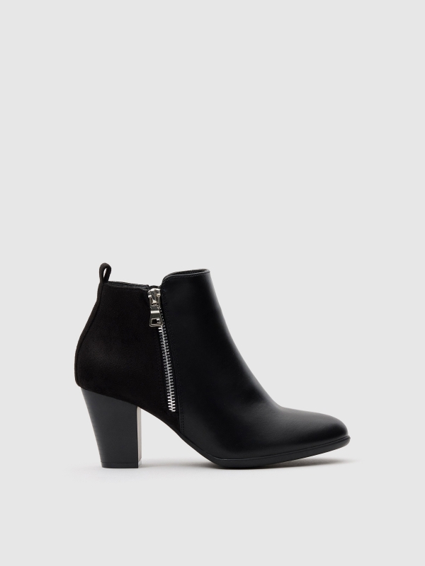 Black combined heeled ankle boot