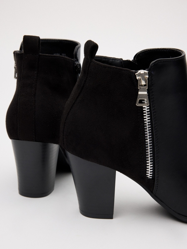 Black combined heeled ankle boot detail view