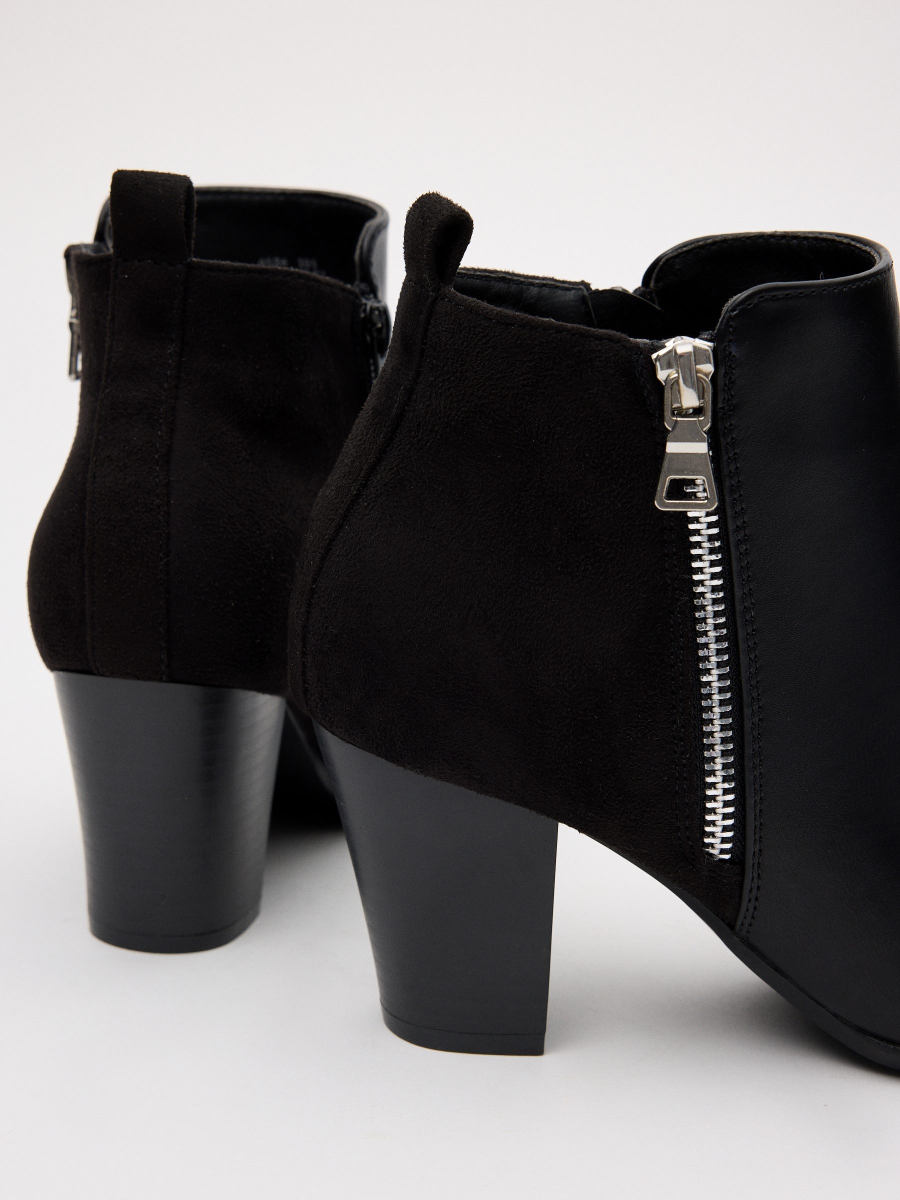 Black combined heeled ankle boot