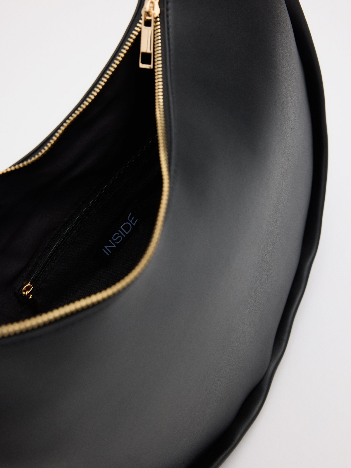 Black faux leather bag black detail view