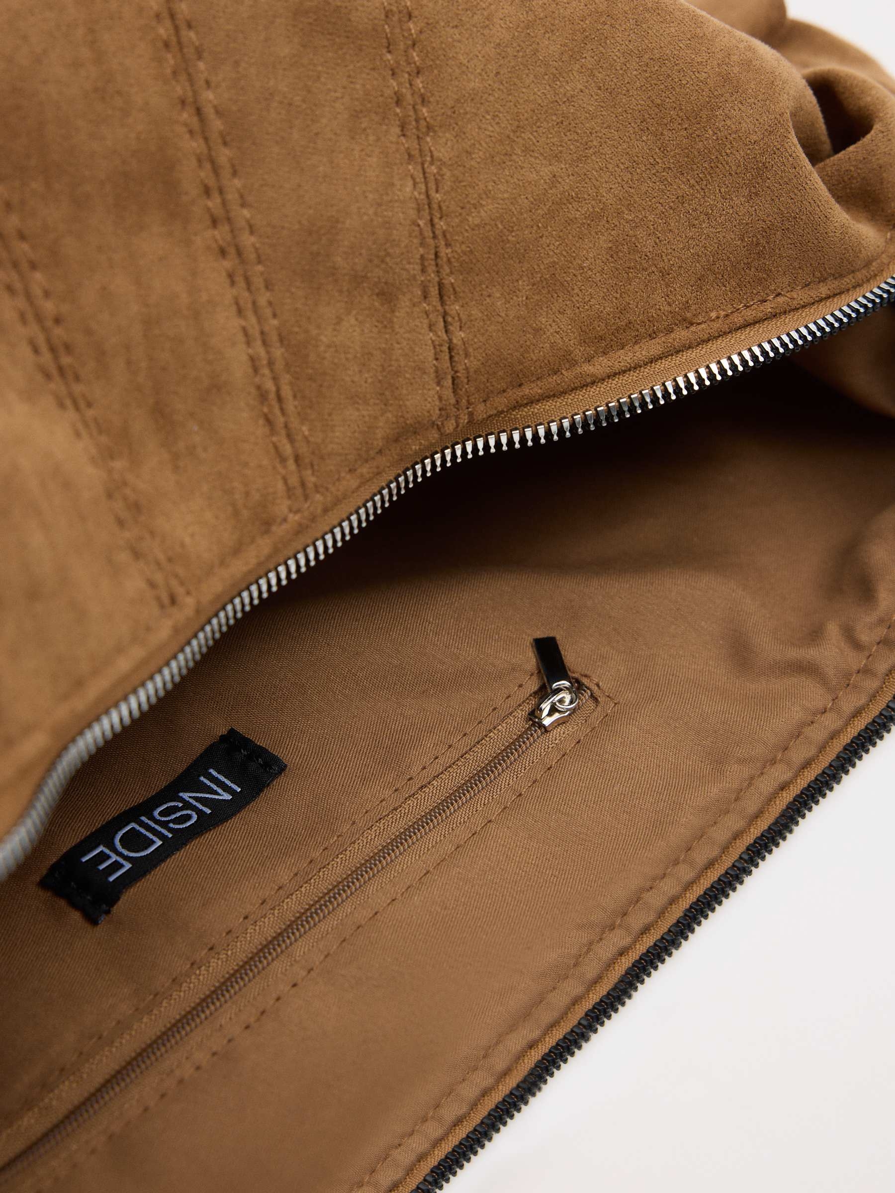 Brown faux leather bag brown front view