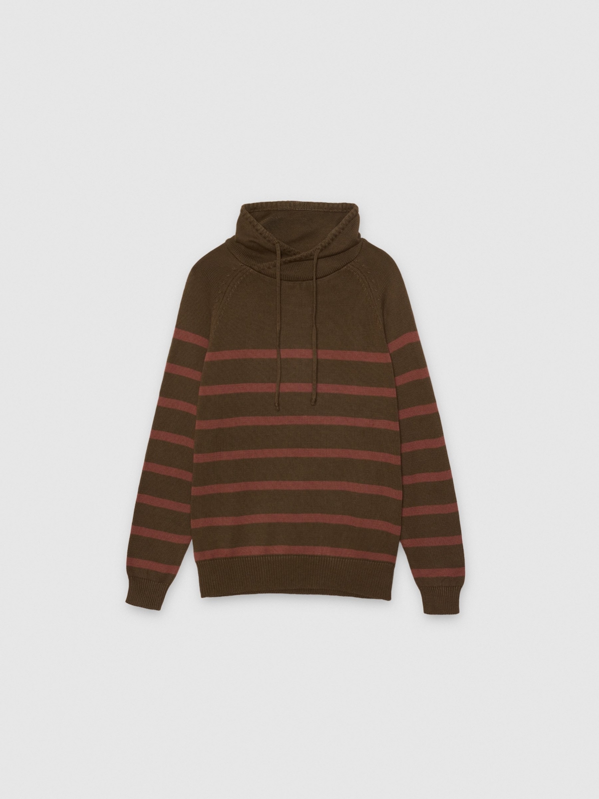%Pto% Striped knit sweater brown front view