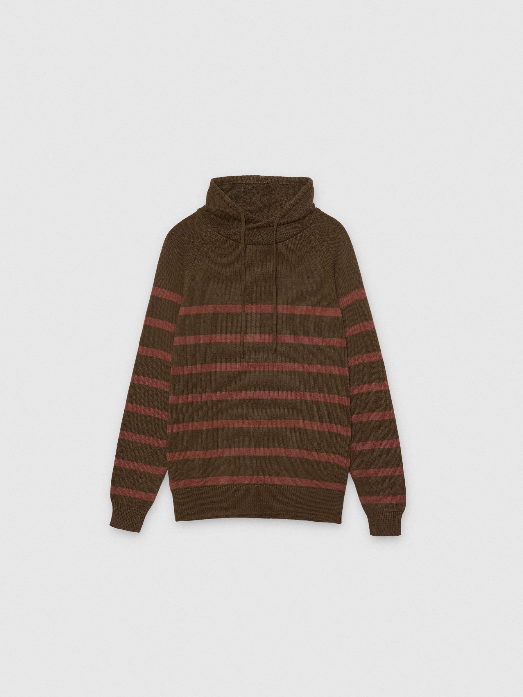 Striped knit sweater brown middle front view