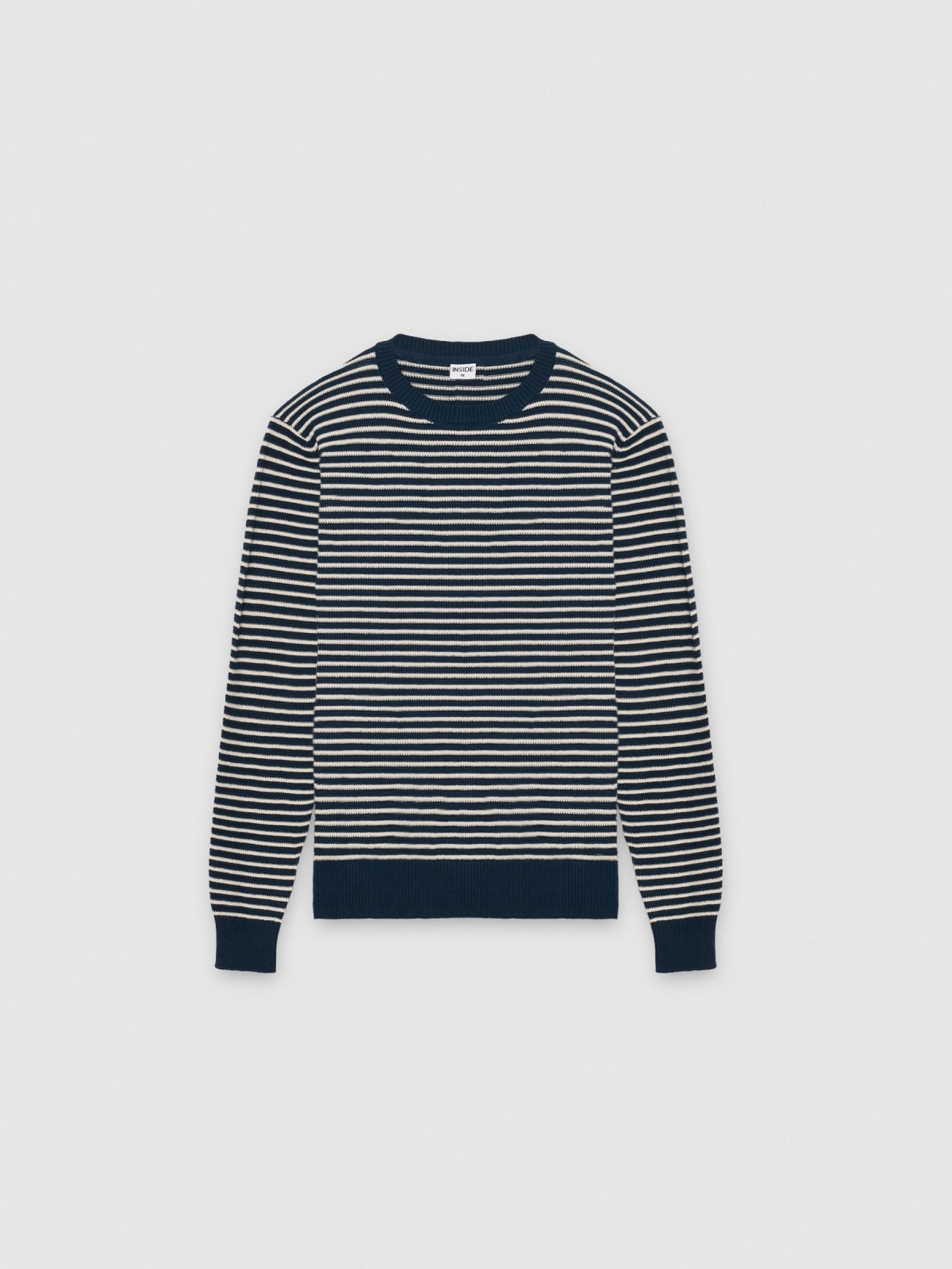 %Pto% Striped sailor knit sweater navy front view