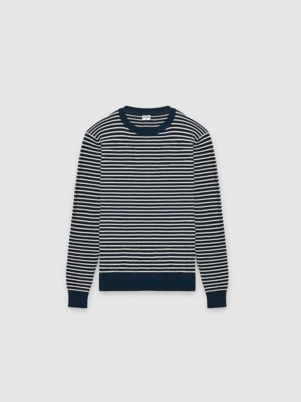  Striped sailor knit sweater navy front view