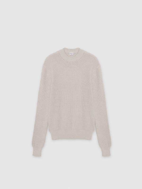  Basic knit round neck sweater raw front view