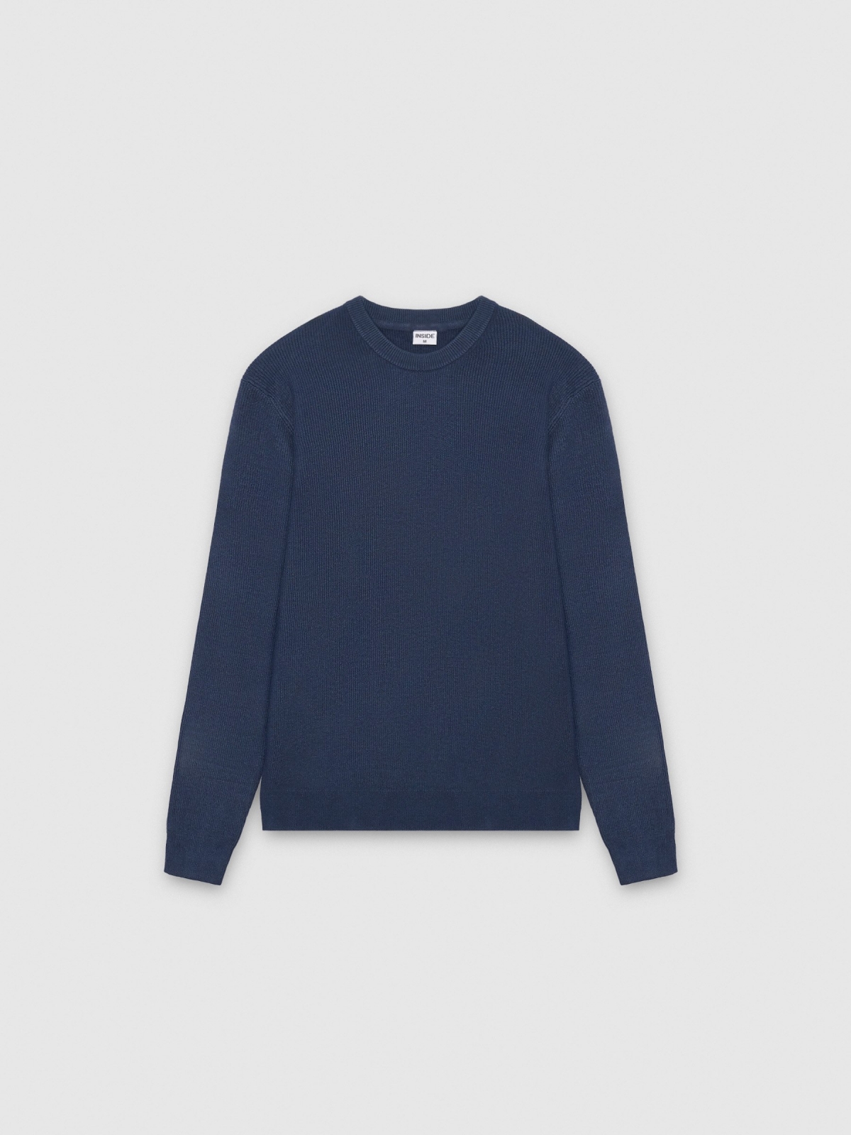 %Pto% Basic knit round neck sweater navy front view