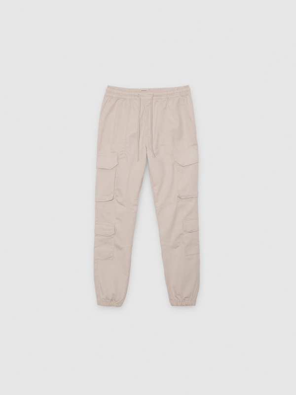  Jogger cargo bege crua vista frontal