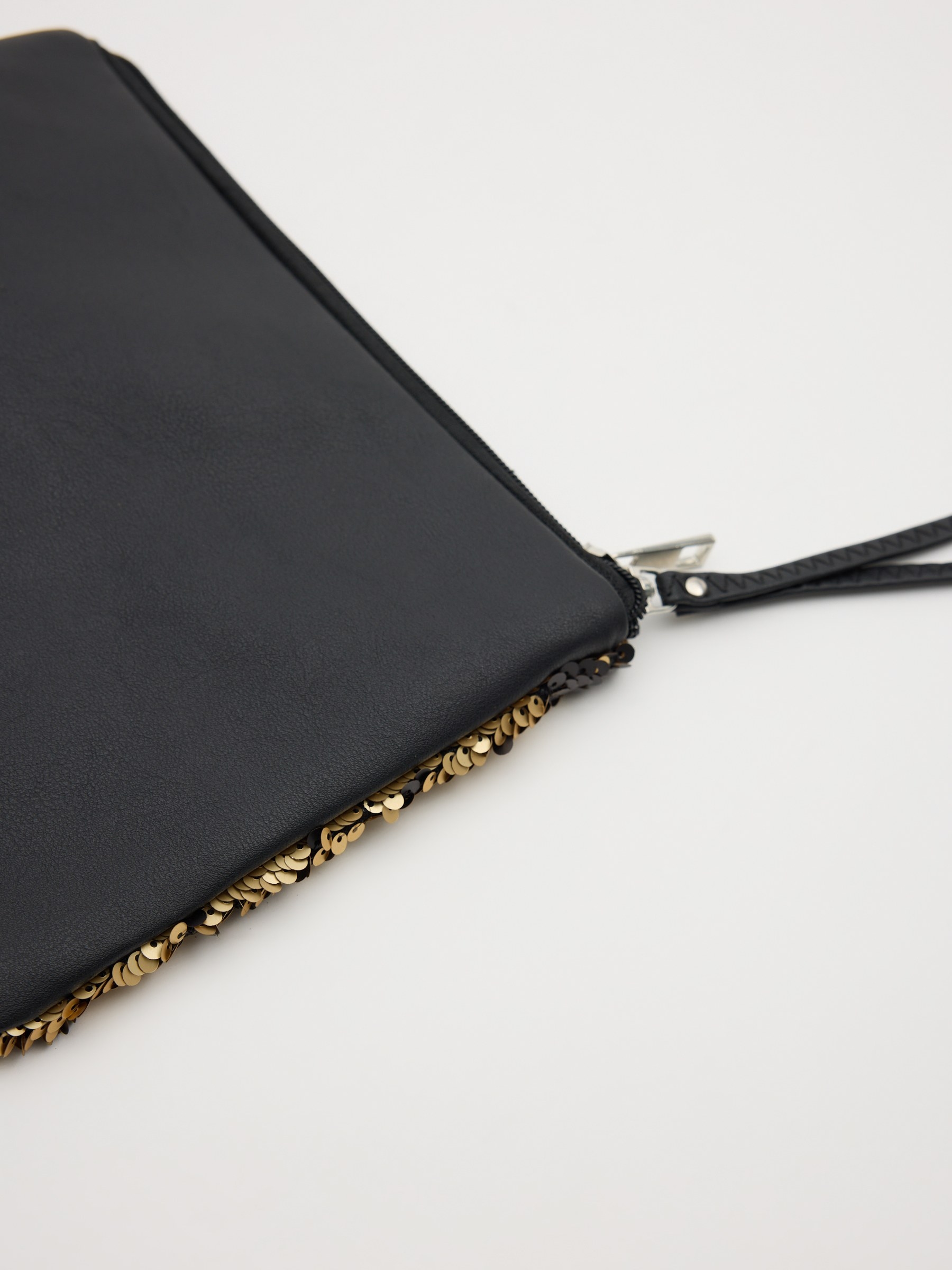 Sequin handbag golden front view