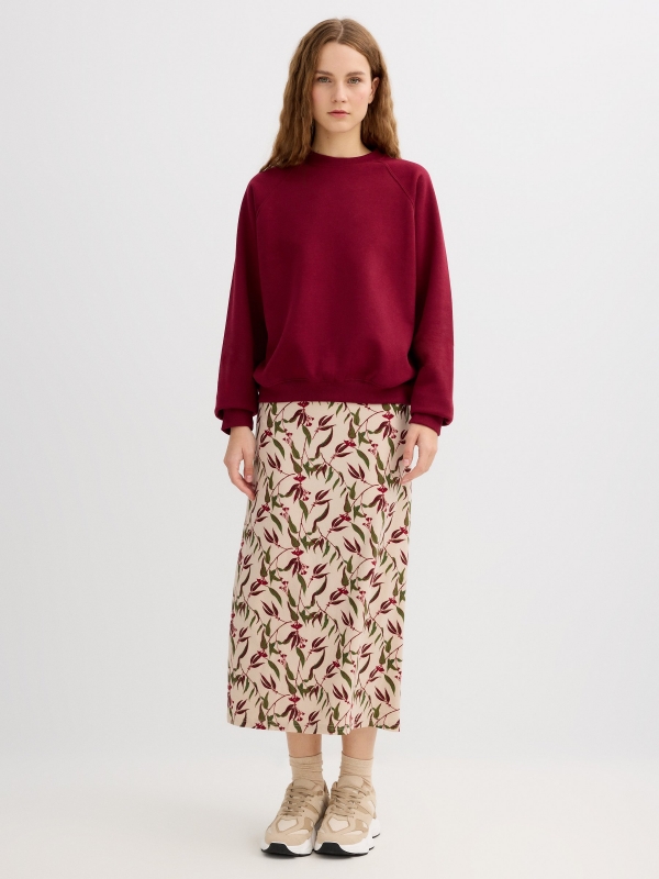 Sweatshirt de gola redonda granada vista geral frontal