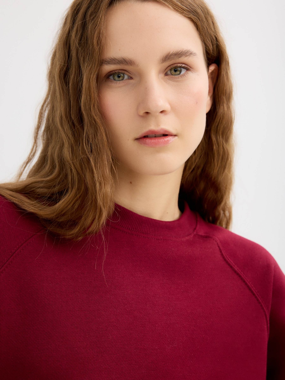 Sweatshirt round neck garnet detail view