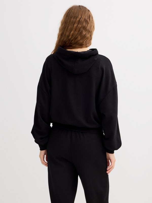 Hoodie black middle back view