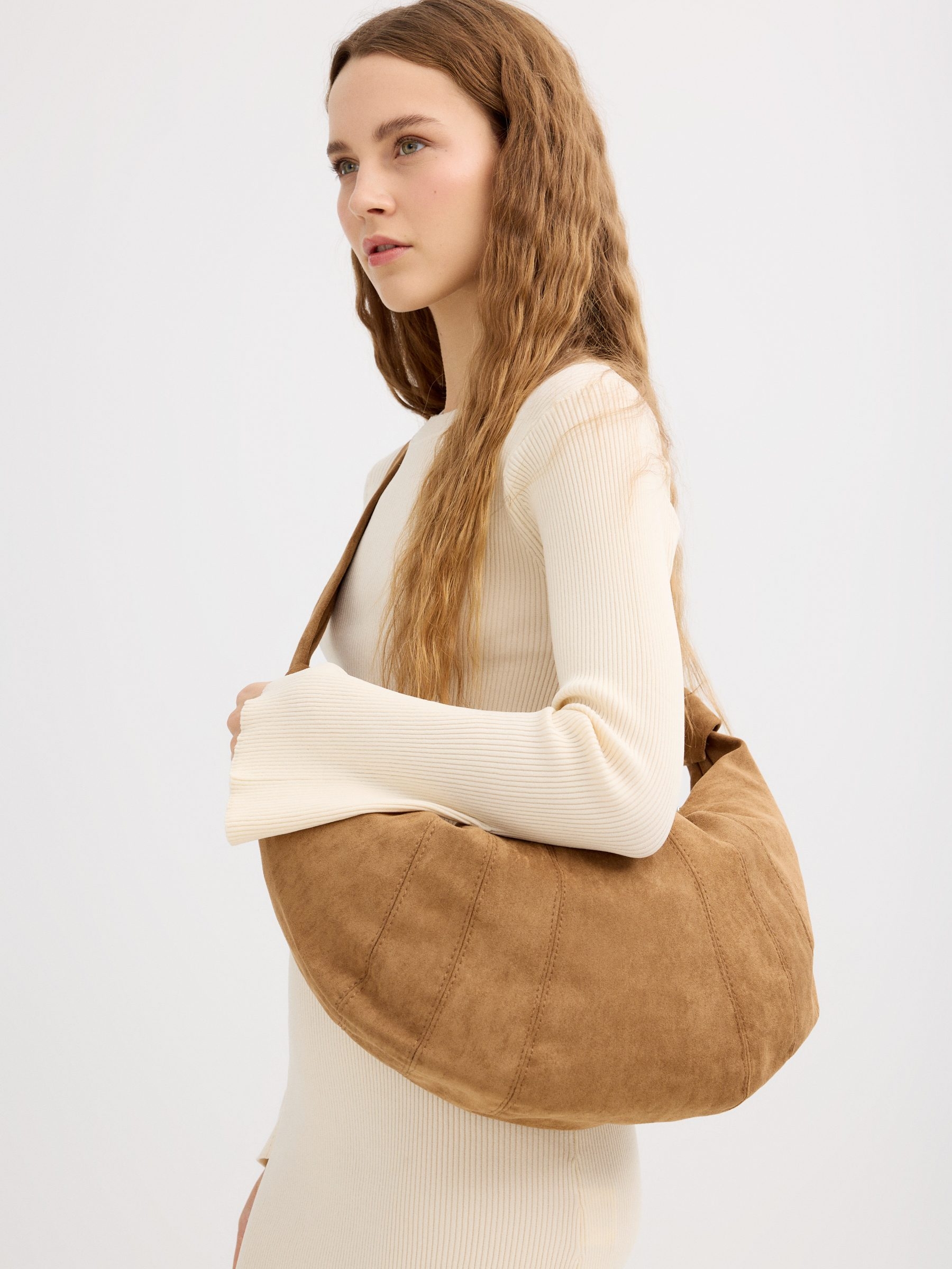 Bolso efecto piel marrón marrón vista general frontal