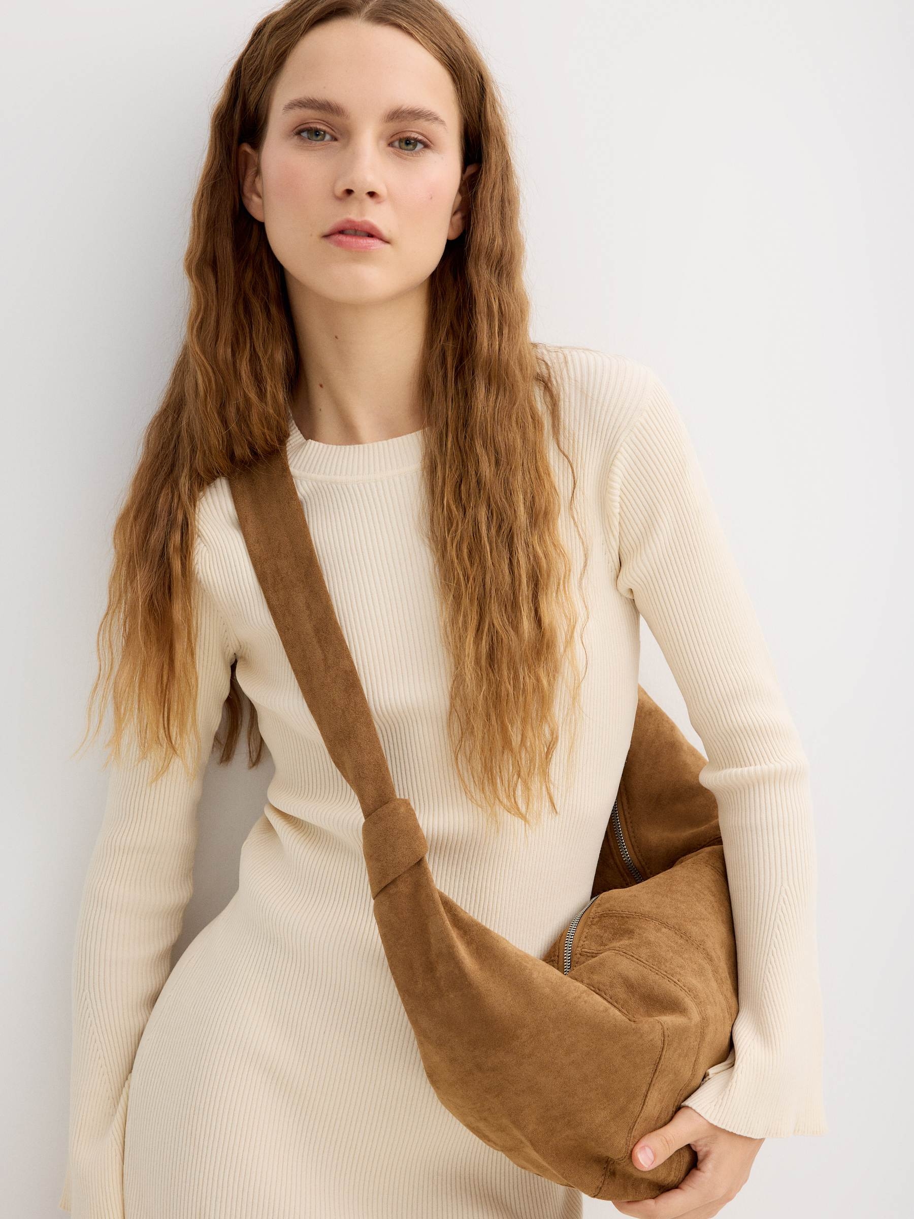 Brown faux leather bag