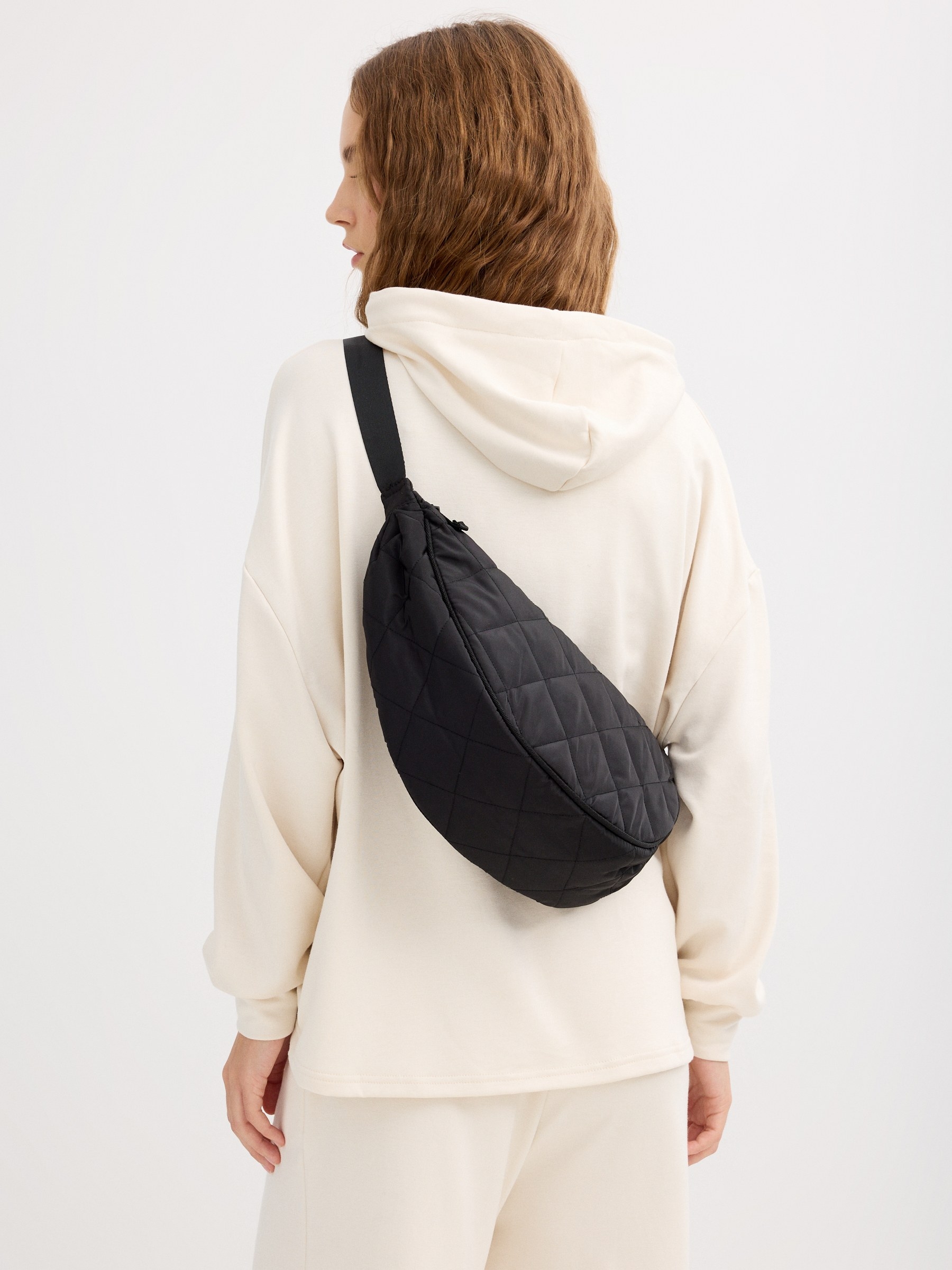 Bolsa nylon acolchoada preto vista geral frontal