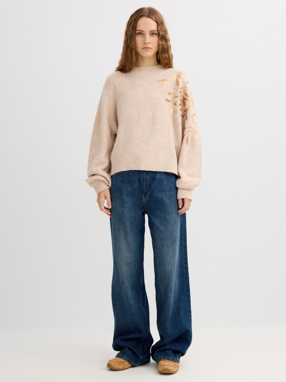 Jersey crop cuello perkins crudo vista general frontal