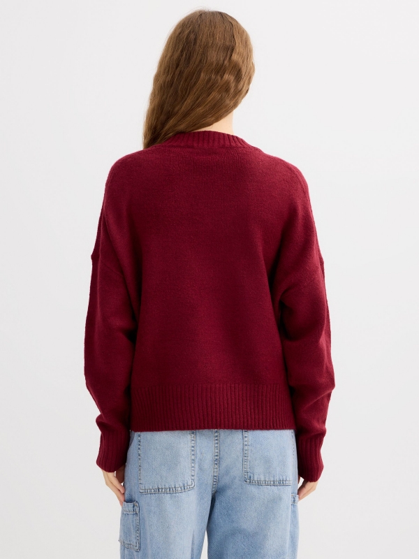 Casual jersey knit round neck garnet middle back view