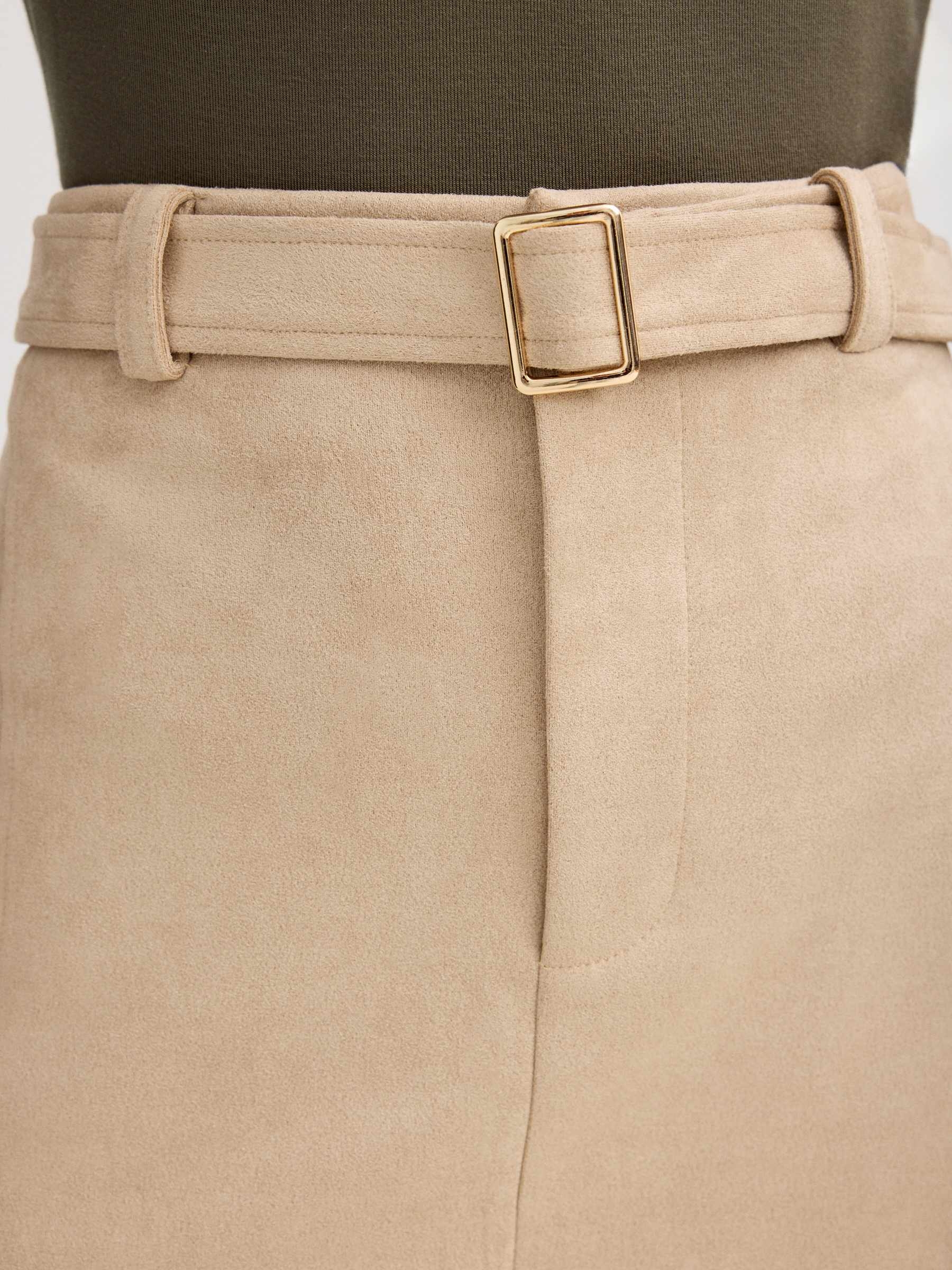 Mini suede skirt sand middle front view