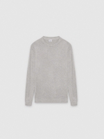 %Pto% Basic knit round neck jersey melange grey front view