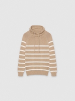 %Pto% Jersey de punto a rayas beige vista frontal