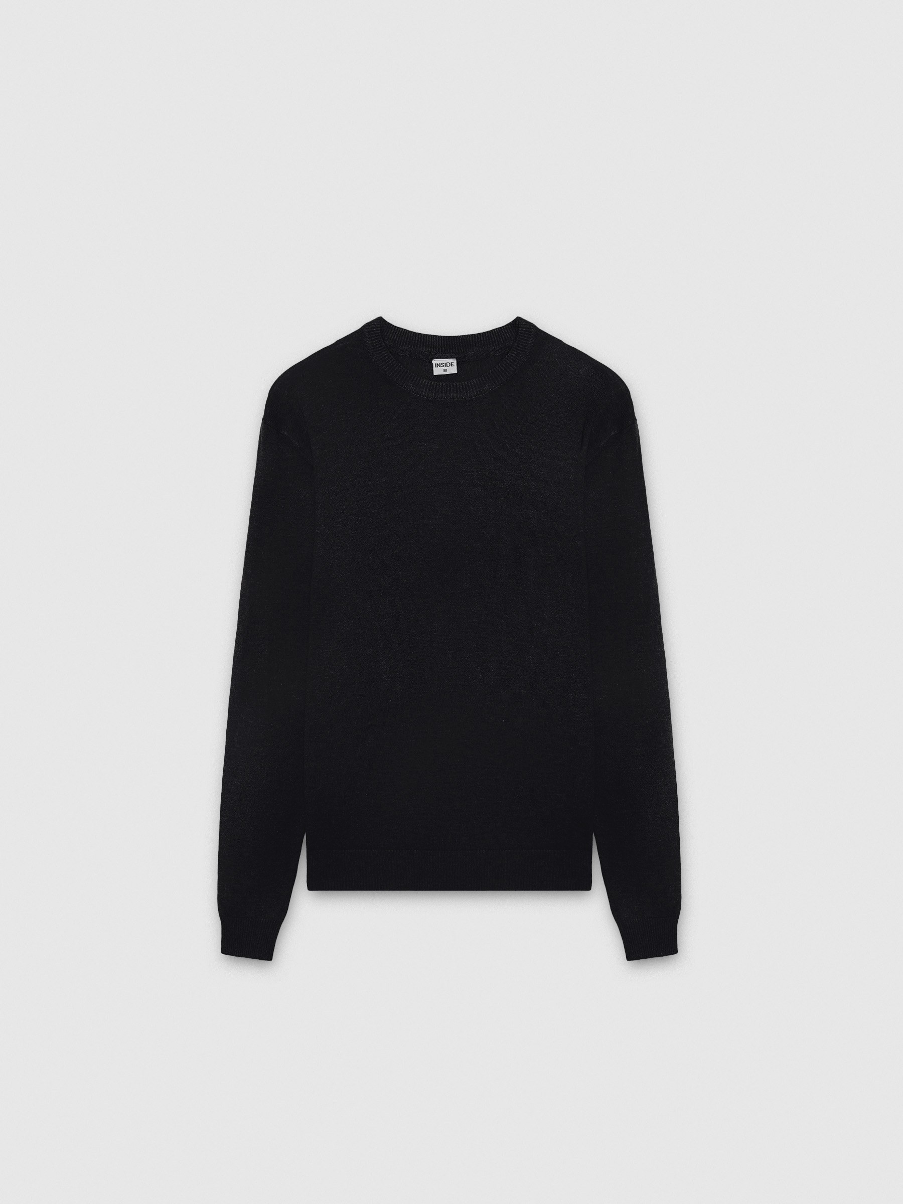 Jersey básico malha gola redonda preto vista meia frontal