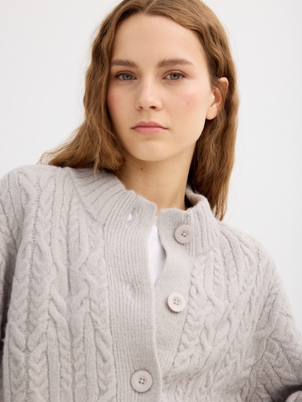 Casual cable knit cardigan medium melange detail view