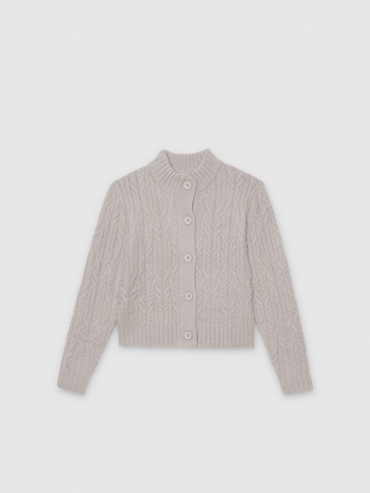 %Pto% Casual cable knit cardigan medium melange front view