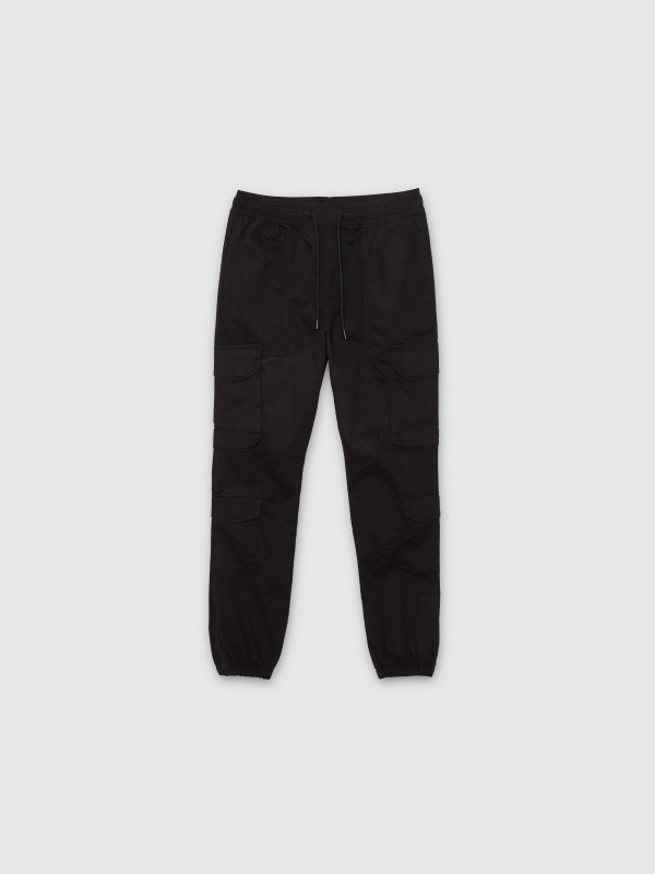 Jogger cargo bege preto vista traseira