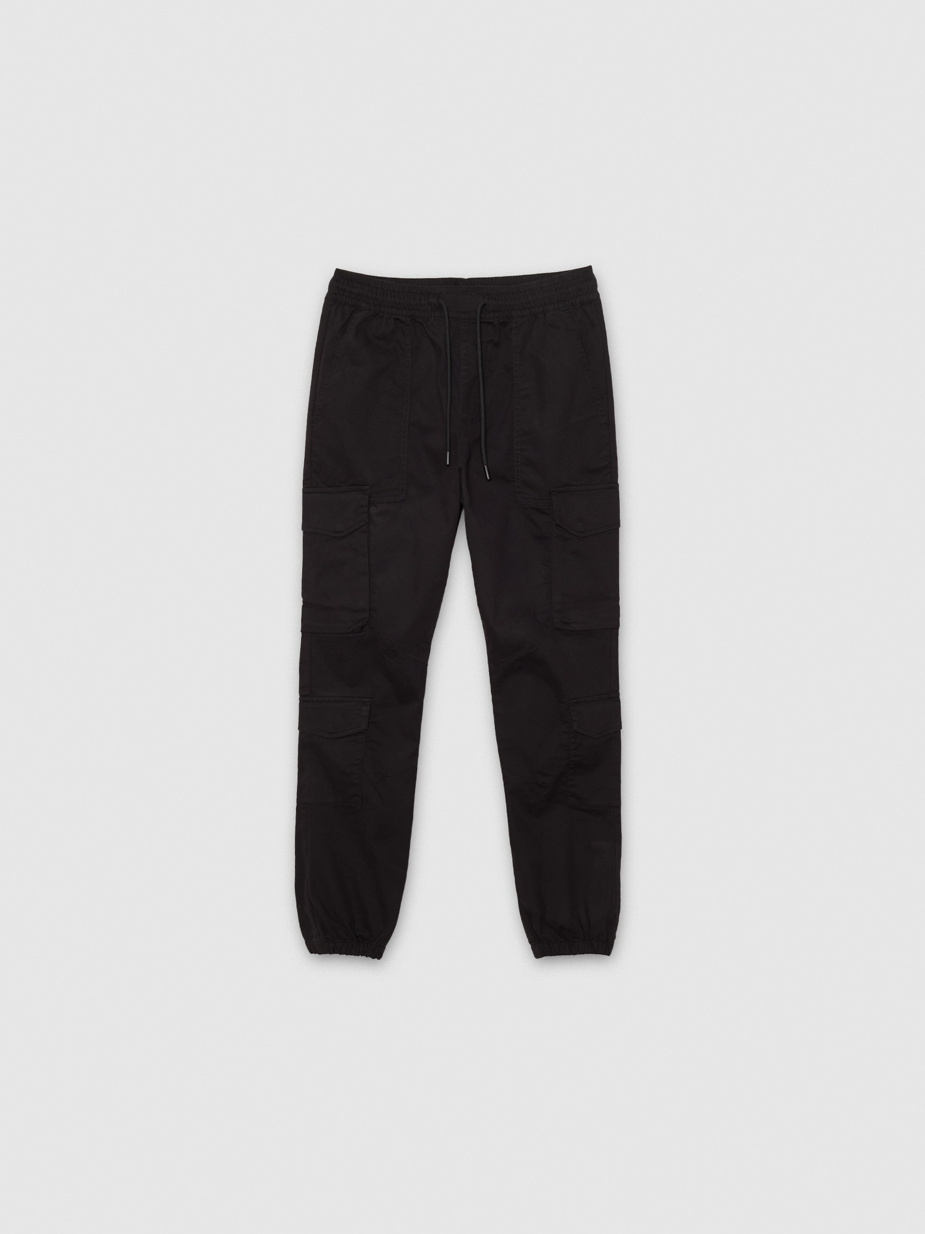 Jogger cargo beige black front view