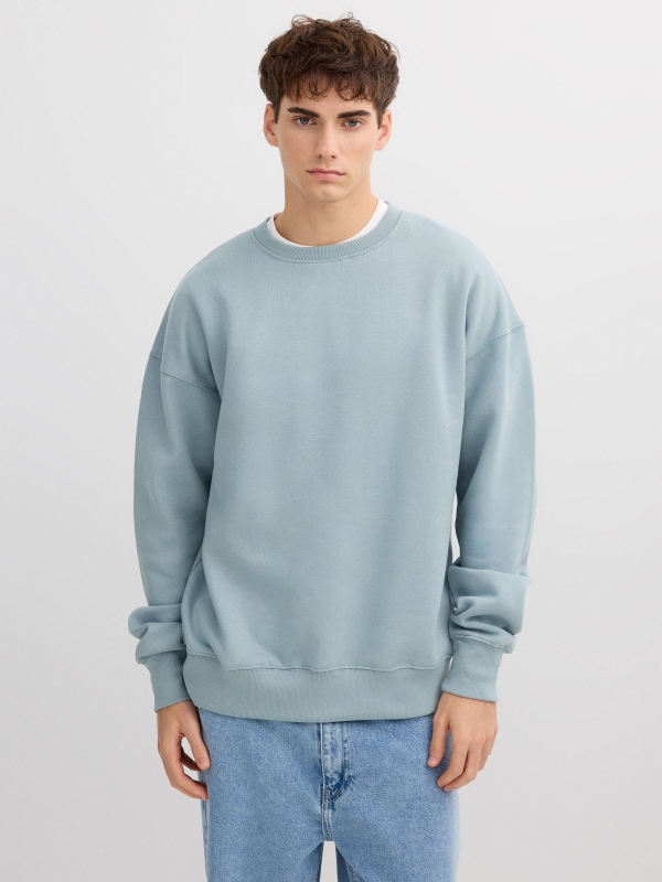 Sudadera felpa oversize azul vista media frontal
