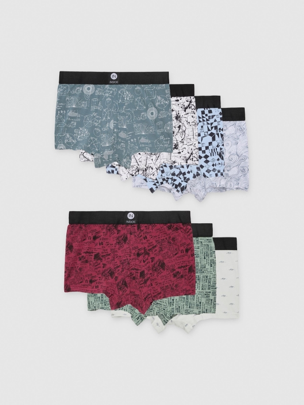Pack of 7 multicolor printed boxers multicolor detail view