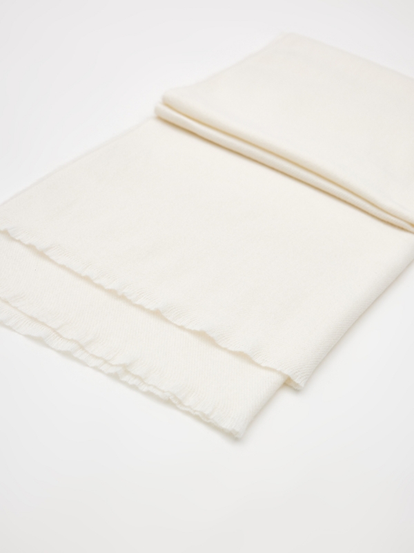 Basic ivory white scarf white rolled view