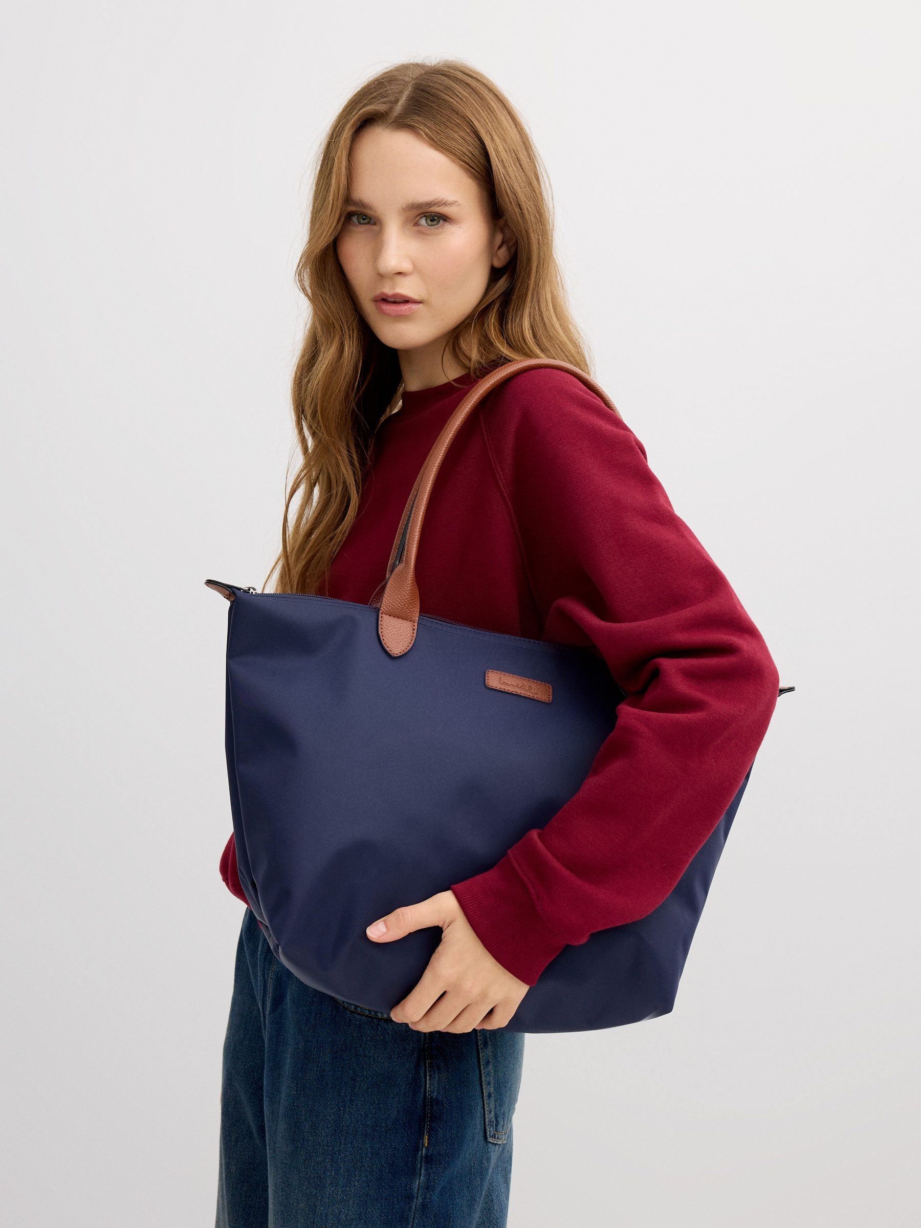 Shopper canvas bag dark blue front view